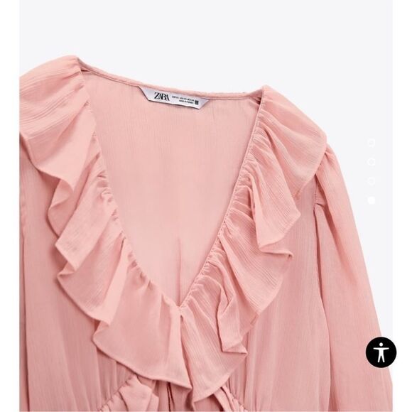 Zara blogger favorite short ruffled pink chiffon dress - Picture 6 of 9